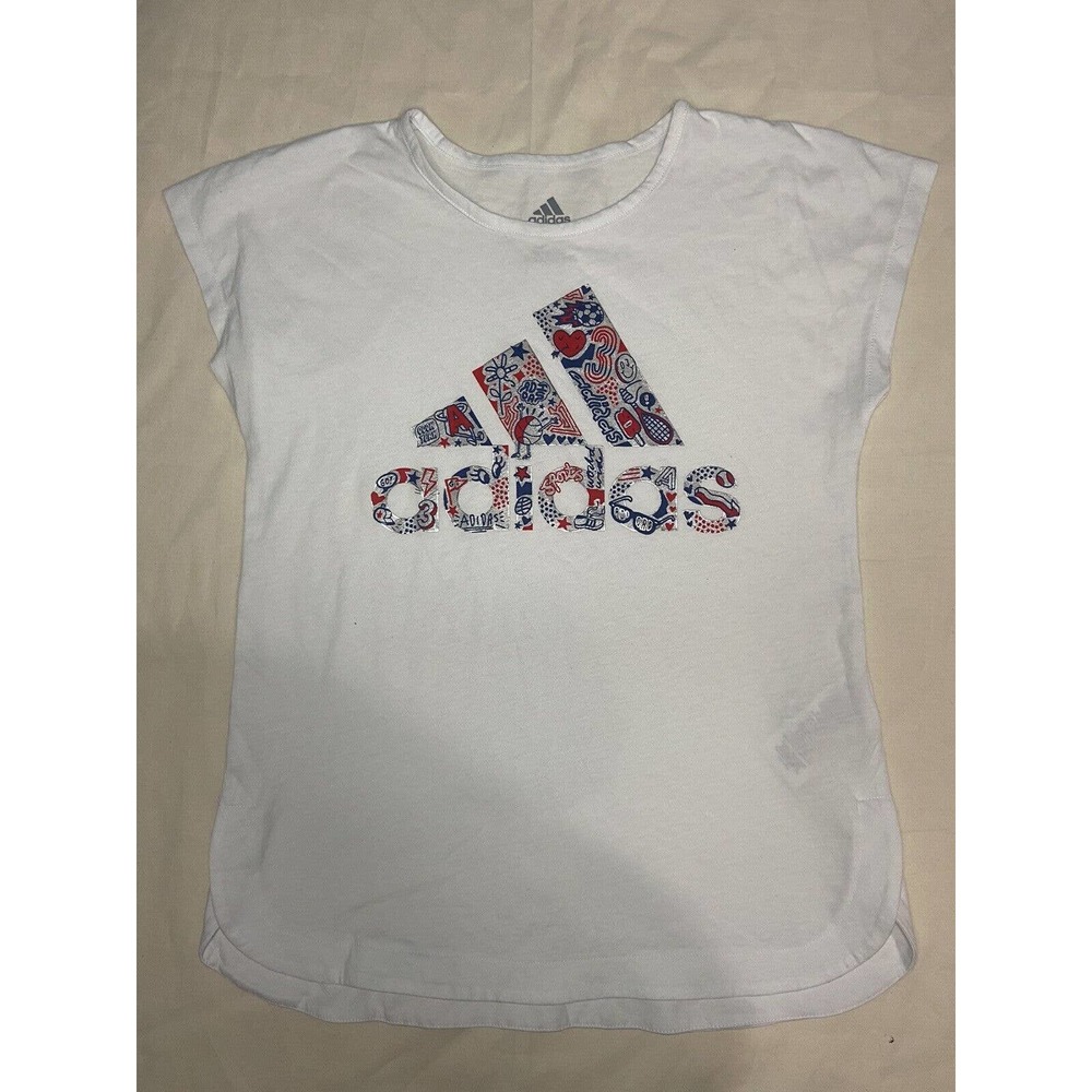 Adidas Youth Girls White T-Shirt Size Large (14)